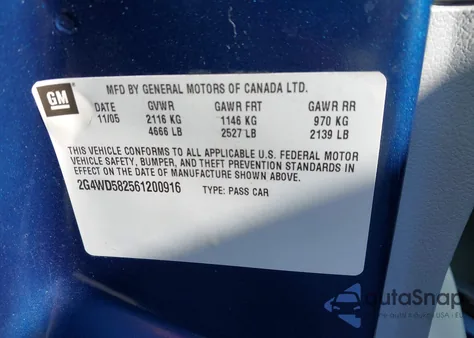 2006 Buick Lacrosse Cxl from USA, damaged, VIN 2G4WD582561200916